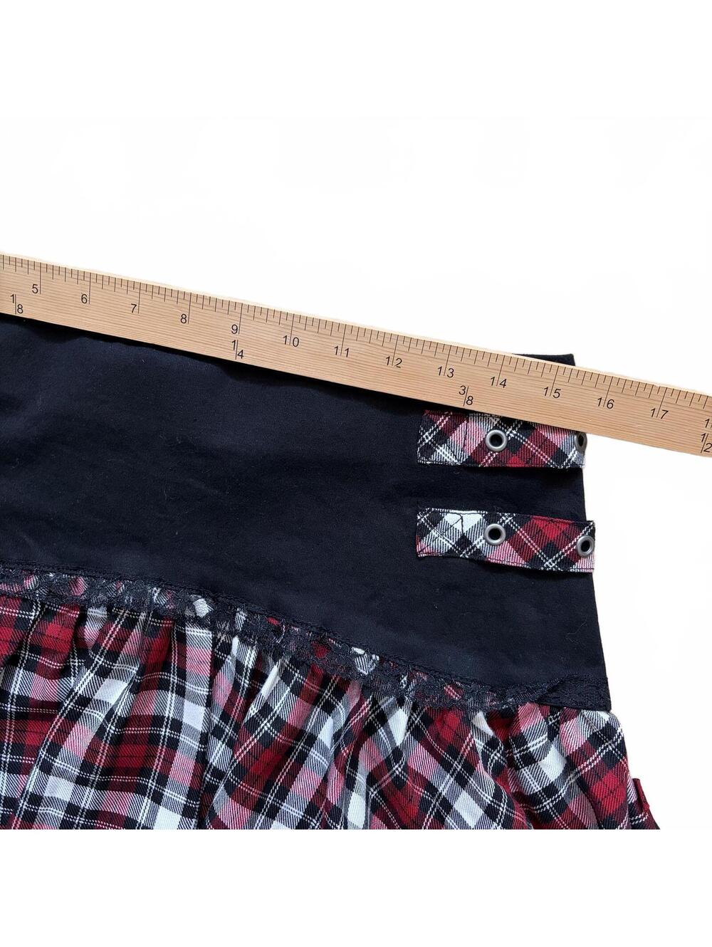 Tripp Nyc Mini Skirt Tartan Plaid Pleated Goth Punk Red Daang Goodman Medium - Picture 3 of 4